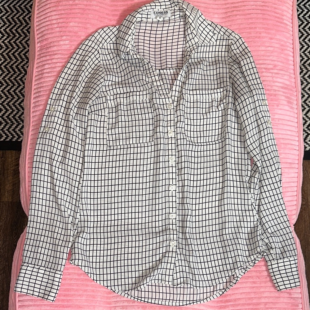 Express Black and White Grid Shirt